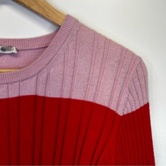 Tome Merino Wool Blend Colorblock sweater pink - 8 - Picture 5 of 14